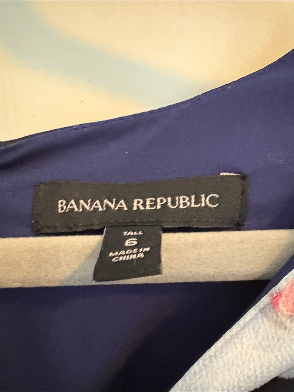 Banana Republic Navy Floral V-Neck Long-Sleeve Dress with Bell Cuffs - Picture 3 of 4
